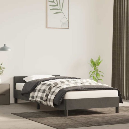  Sengeramme uten madrass mørkegrå 90x190 cm Single fløyel