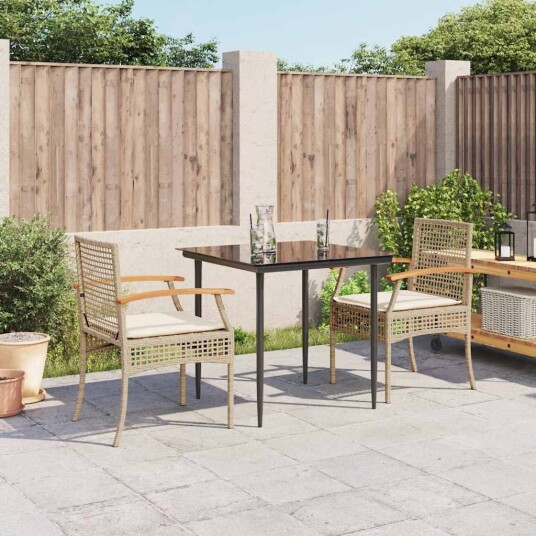 Hagespisegruppe med puter 3 deler beige polyrotting 3213624