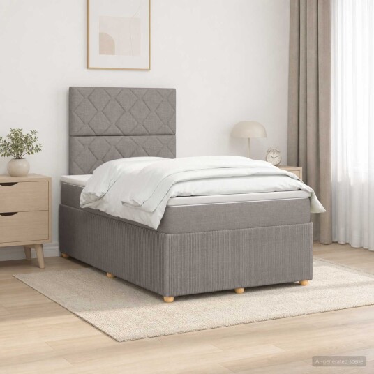 vidaXL Kontinentalseng med madrass Gråbrun 120 x 190 cm Stoff