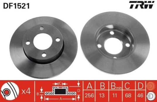 Bremseskive TRW DF1521 Bremseskive TRW DF1521