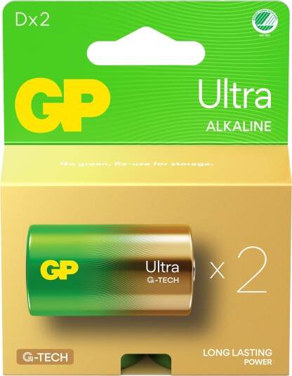 GP Ultra Alkaline batteri D 2 pk