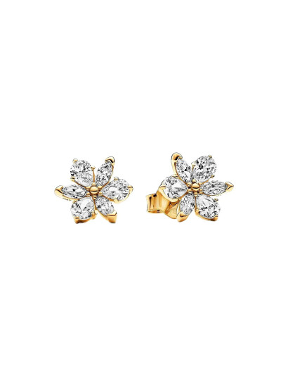 PANDORA Herbarium Cluster 14K Gold Plated Stud Earrings With Clear Cubic Zirconia Guld One Size