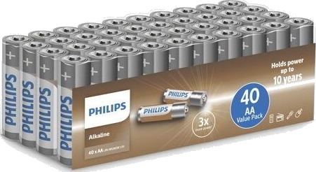 Philips Alkaline AA Batterier 40-Pakning 1,5V