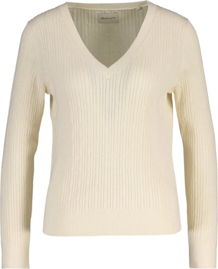Gant Mini Cable V Neck CREAM M Gant Mini Cable V Neck CREAM M