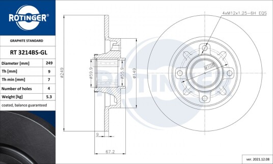 Bremseskive ROTINGER RT 3214BS-GL