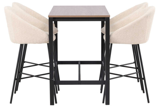 Venture Design Camden & Velvet bargruppe Hvit/valnøtt 4 stoler & bord 120 x 60 cm