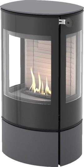 Caro 90 platina frittstående biopeis med sideglass og glassdør Caro 90 platina frittstående biopeis med sideglass og glassdør