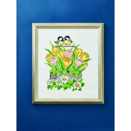 Permin Broderisett Tulipaner i kurv 33x38cm