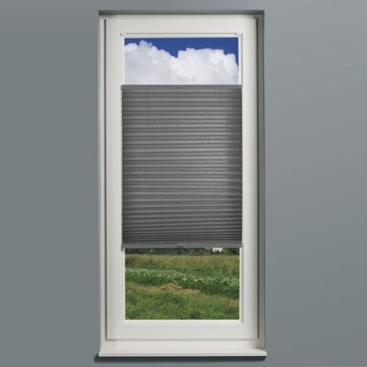 Vista Plissegardin crush utspent 120x160 cm grå lysfiltrerende