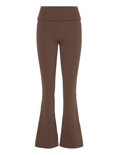 Weekday Folded Waist Flared Yoga Tights - Brown - XL