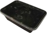 Plastbakke Nudelbakke 650Ml L175xb120xh50mm Sort Med Låg Til Microovn,250 Stk/Krt