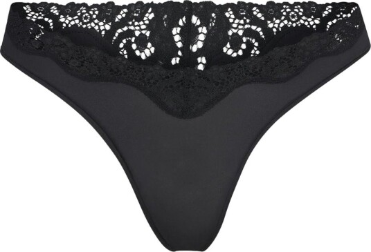 SKIMS Fits Everybody Lace Dipped Thong Onyx Undertøy Sort L