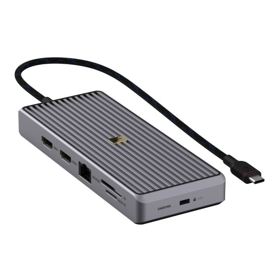 Unisynk 12 port 8K 100W USB-C hub (grå)
