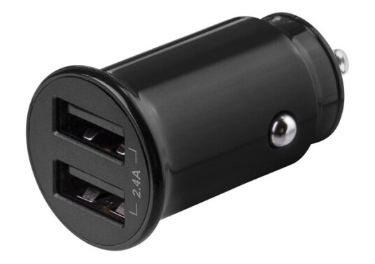 Deltaco 12W USB bilstrømadapter med 2 porter, svart