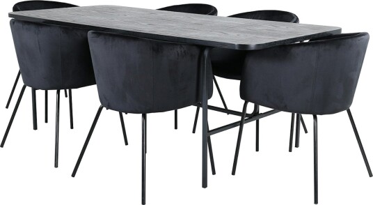 Venture Home Spisegruppe Venture Home Chicago Spisebord og Bergen Spisestol Sort GR22409