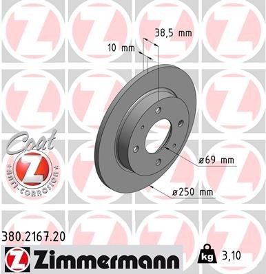 Bremseskive ZIMMERMANN 380.2167.20 Bremseskive ZIMMERMANN 380.2167.20