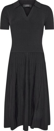 Lauren Ralph Lauren Rib Knit Short Sleeve Sweater Dress BLACK S