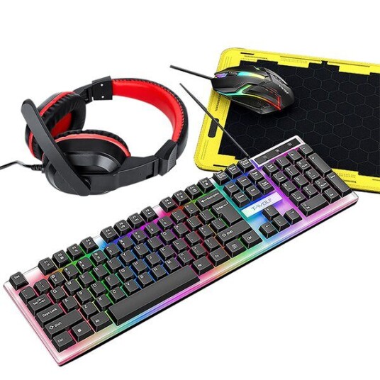Gamingpakke med tastatur mus headset og musematte