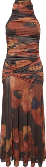 Bardot Natalya Mesh Midi Dress EARTH RED 34