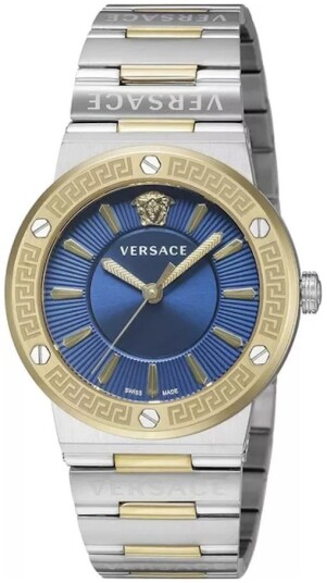 Versace Dameklokke VEVH01120 Greca Blå/Gulltonet stål Ø38 mm Versace Dameklokke VEVH01120 Greca Blå/Gulltonet stål Ø38 mm