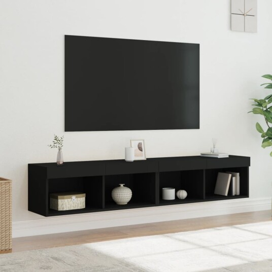 vidaXL TV-benker med LED-lys 2 stk svart 80x30x30 cm 8721012257283