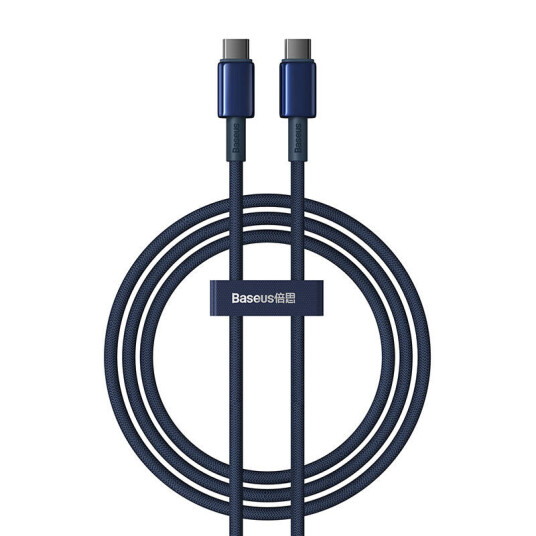 Baseus Tungsten Gold USB-C 100W Strømkabel 1m Blå
