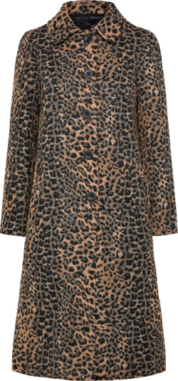 Mango Leopard-Print Long Coat Multi/patterned S Mango Leopard-Print Long Coat Multi/patterned S