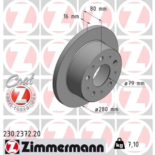 Bremseskive ZIMMERMANN 230.2372.20