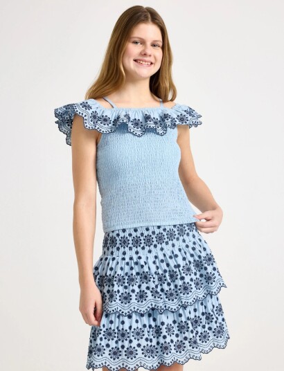 Lindex Top With Off Shoulder Design Blue 170 Lindex Top With Off Shoulder Design Blue 170
