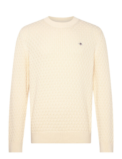 GANT Textured Cotton C Neck Cream XL GANT Textured Cotton C Neck Cream XL