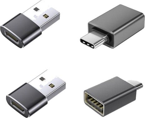 4-pakke USB til Type-C 3.2 Adaptersett: 2 USB til Type-C & 2 Type-C til USB Adaptere, Kompatibelt med forskjellige enheter