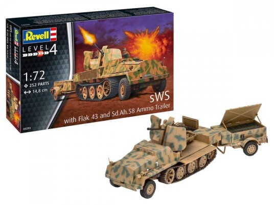 Revell 1/72 sWS med Flak 43 og Ammunisjons Trailer Modellbyggesett