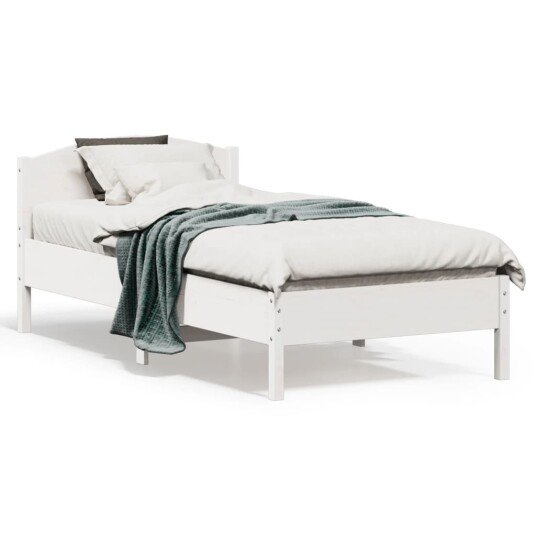 vidaXL Sengeramme med hodegavl hvit 90x190 cm heltre furu 8721012428072
