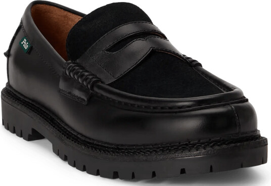 Polo Ralph Lauren Jett Suede Trim Leather Penny Loafer Black 45