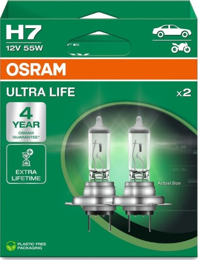 OSRAM ULTRA LIFE BILLYS H7 55W PX26D, 2 STK