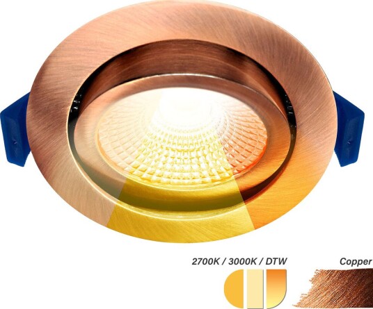EcoDim ED-10103 LED-downlight Ø75 mm CCT dim to warm kobber