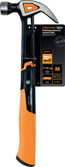 Fiskars IsoCore Tømmerhammer 16 oz med Buet Klo - Håndverktøy