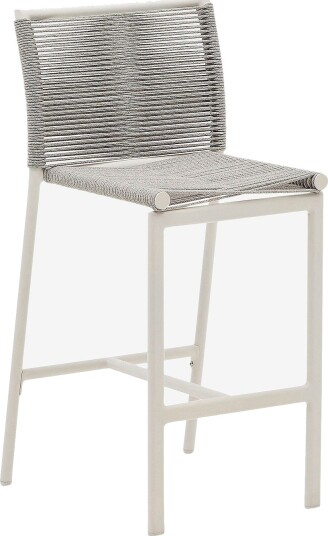 Kave Home Culip utendørs krakk laget av tauverk og hvit aluminium 65 cm Hvit