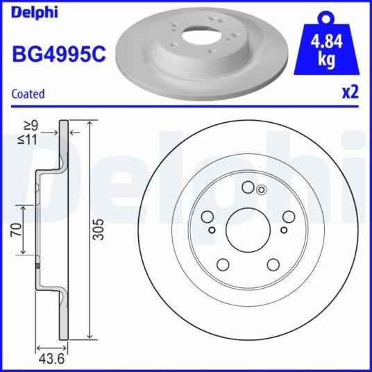Bremseskive DELPHI BG4995C Bremseskive DELPHI BG4995C