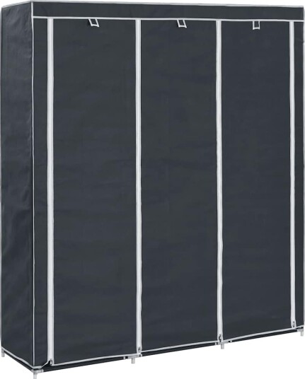  Garderobe med skap og stenger svart 150x45x175 cm stoff