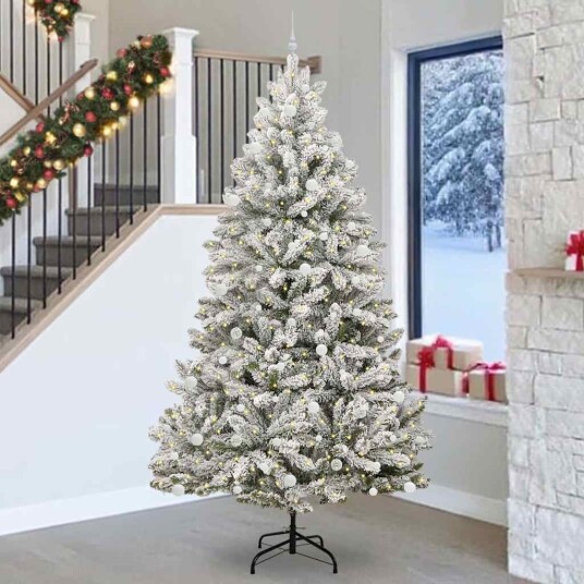  Kunstig juletre Grønn og hvit 270 cm PVC og metall