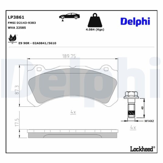 Bremseklosser DELPHI LP3861