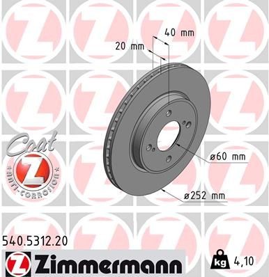 Bremseskive ZIMMERMANN 540.5312.20