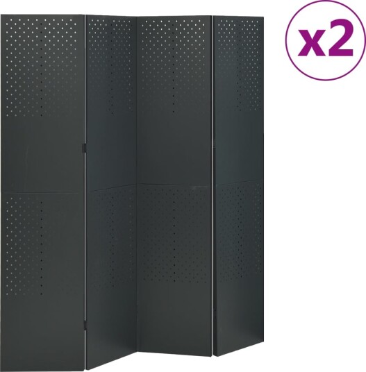 vidaXL Romdeler 4 paneler 2 stk antrasitt 160x180 cm stål