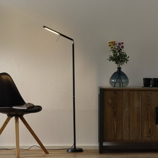 Trio Lighting LED gulvlampe Filigran dimbar Sort Stue / spisestue Metall Moderne Leselampe