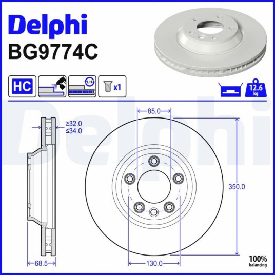 Bremseskive DELPHI BG9774C