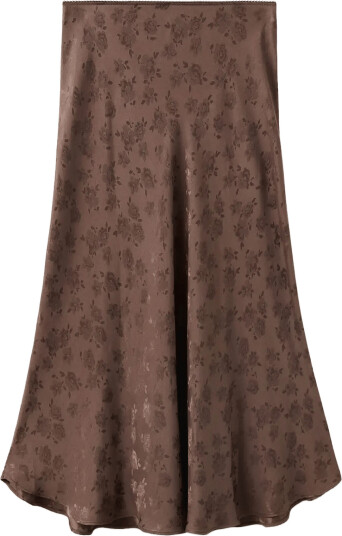 Mango Jacquard Flared Skirt Brown XL