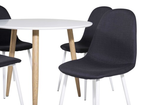 Venture Design Polar & Polar spisegruppe Hvit/svart 4 st stoler & bord 90 cm
