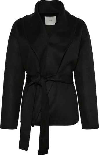 Calvin Klein Shawl Hip Lenght Coat (Solid) Black M