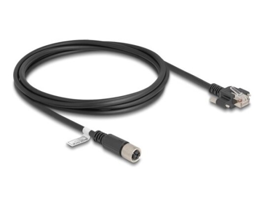 Delock M12 Kabel X-Kodet 8 Pins Stikkontakt Til Rj45 Plugg Med Skruer Kat.6A S/Ftp 2 M Svart Delock M12 Kabel X-Kodet 8 Pins Stikkontakt Til Rj45 Plugg Med Skruer Kat.6A S/Ftp 2 M Svart